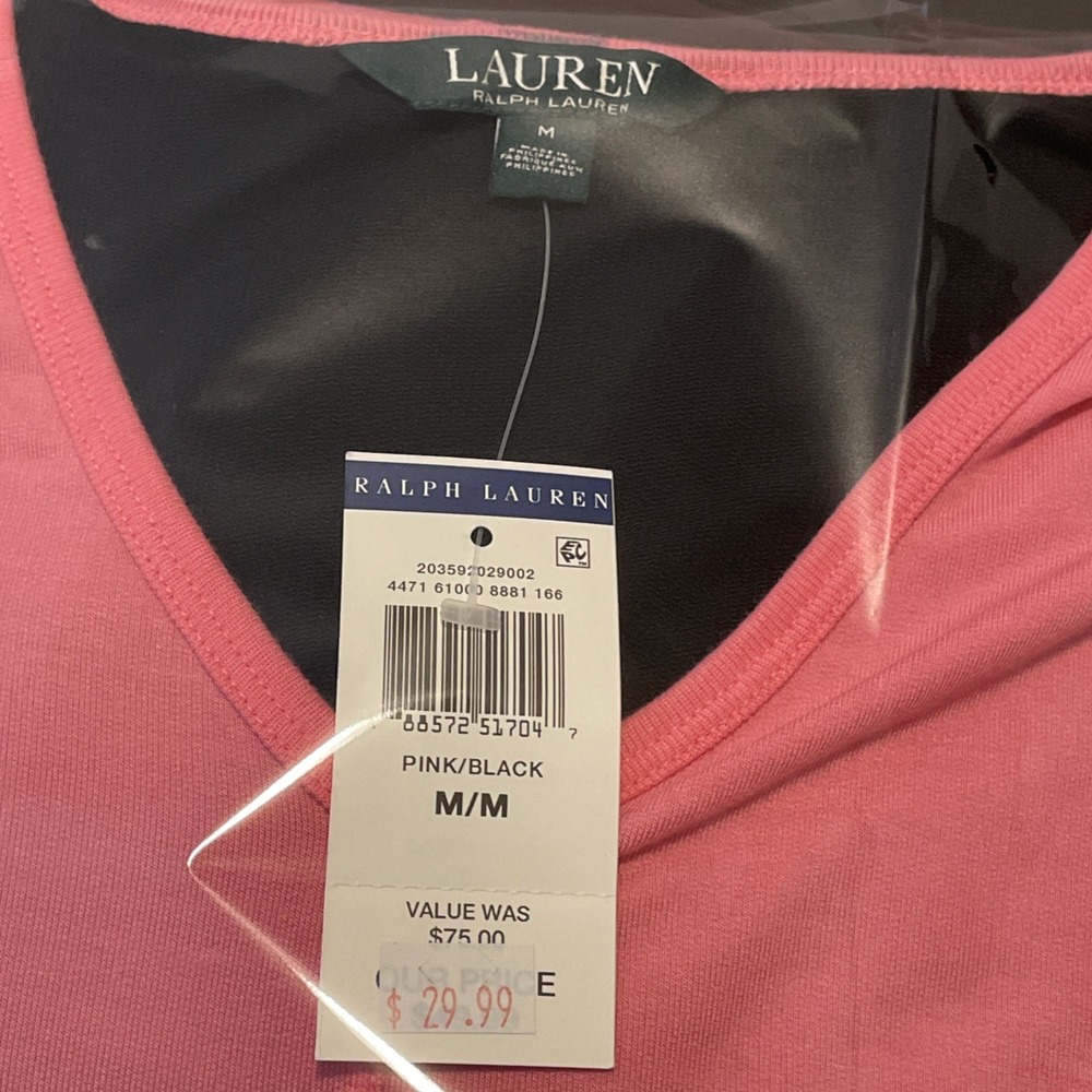 Lauren Ralph Lauren Women's M Red Solid Knit Crew Neck Logo Long Sleeve‎ T-Shirt - Picture 10 of 10